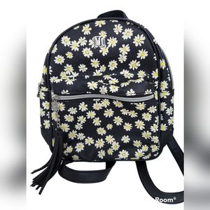 Justice Mini Backpack Bag Black with Daisy Pattern